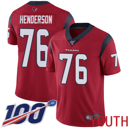 Houston Texans Limited Red Youth Seantrel Henderson Alternate Jersey NFL Football #76 100th Season Vapor Untouchable->youth nfl jersey->Youth Jersey